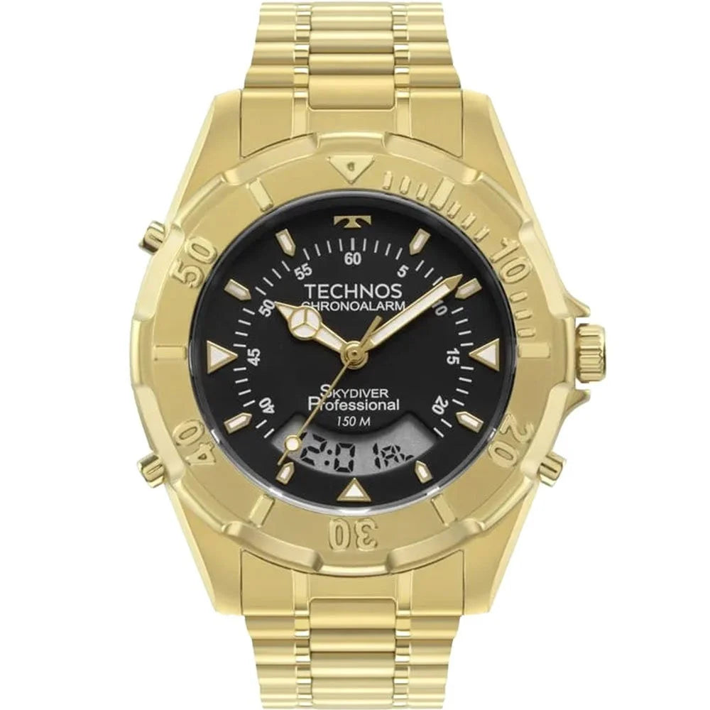 Technos Masculino Skydiver Dourado Preto